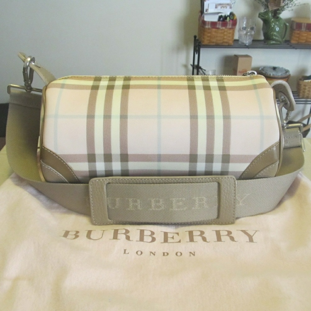 Burberry Pink Nova Check Barrel Shoulder Bag